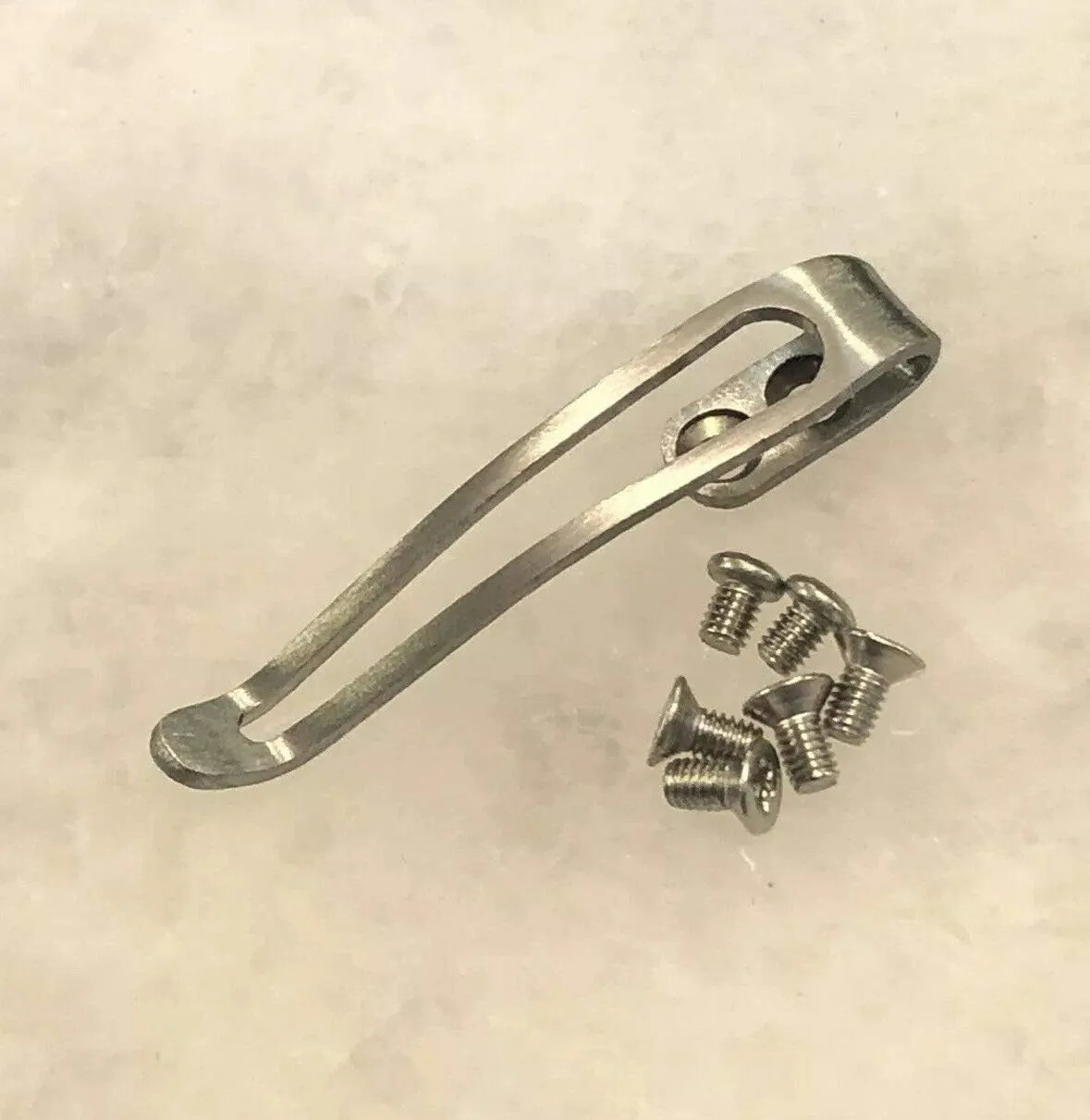 Satin Titanium Deep Pocket Clip & Screw Set For Kershaw Natrix & Natrix XL Knife
