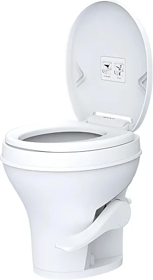 SEAFLO Residential Height Camper/RV Toilet, 18.5” Standard Height, Gravity Flush System, Foot Pedal Operation, Soft Close Seat, Easy-to-Clean Oversized Bowl, 4-Year Warranty