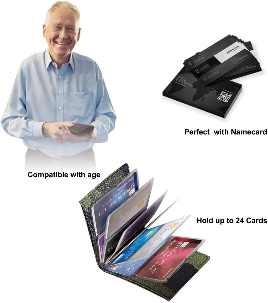 Set of 2 Top Leather RFID Credit Card Wallet Magic Slim Wallets for Men