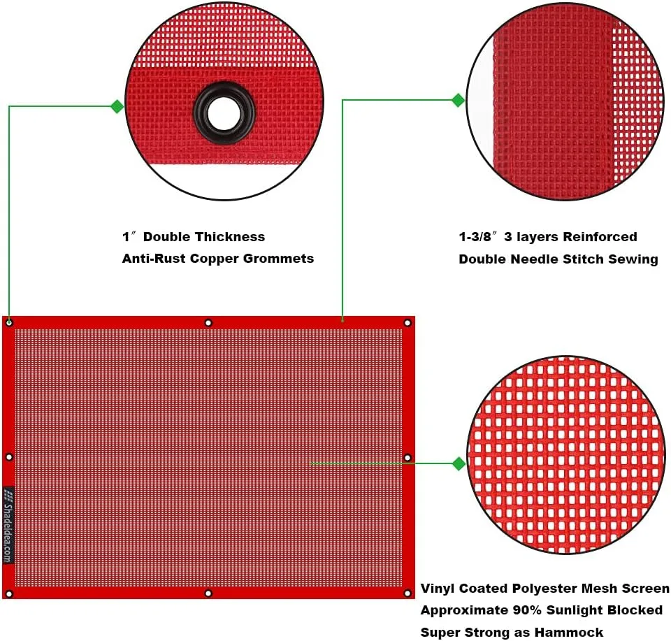 Shadeidea Sun Shade for Jeep Wrangler TJ 1997-2006 Sunshade Top Front-Cherry Red Mesh Screen Cover UV Blocker with Grab Bag Storage Pouch-10 Year Lasting
