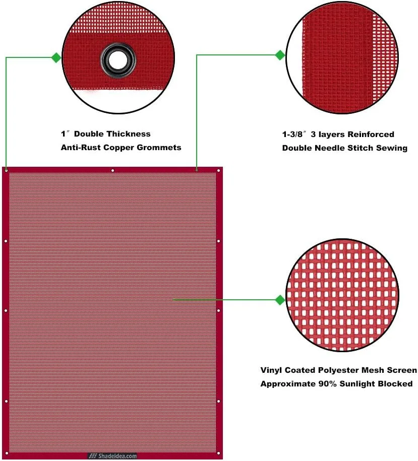 Shadeidea Sun Shade for Jeep Wrangler TJ 1997-2006 Sunshade Top Front Rear-Cherry Red Mesh Screen Cover UV Blocker with Grab Bag Storage Pouch-10 Years Warranty