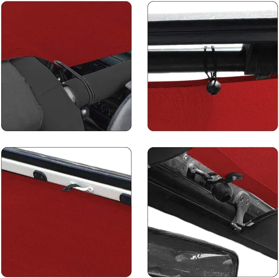 Shadeidea Sun Shade for Jeep Wrangler TJ 1997-2006 Sunshade Top Front Rear-Cherry Red Mesh Screen Cover UV Blocker with Grab Bag Storage Pouch-10 Years Warranty