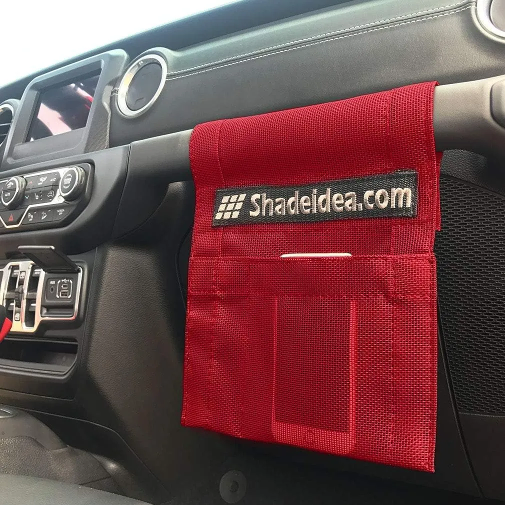 Shadeidea Sun Shade Top for Jeep Wrangler Sunshade JL Unlimited (2018-2023) 4 Door Front and Rear 2 piece-Cherry Red Mesh Screen Sunshade JLU Top Cover UV Blocker with Grab Bag-10 Year Warranty