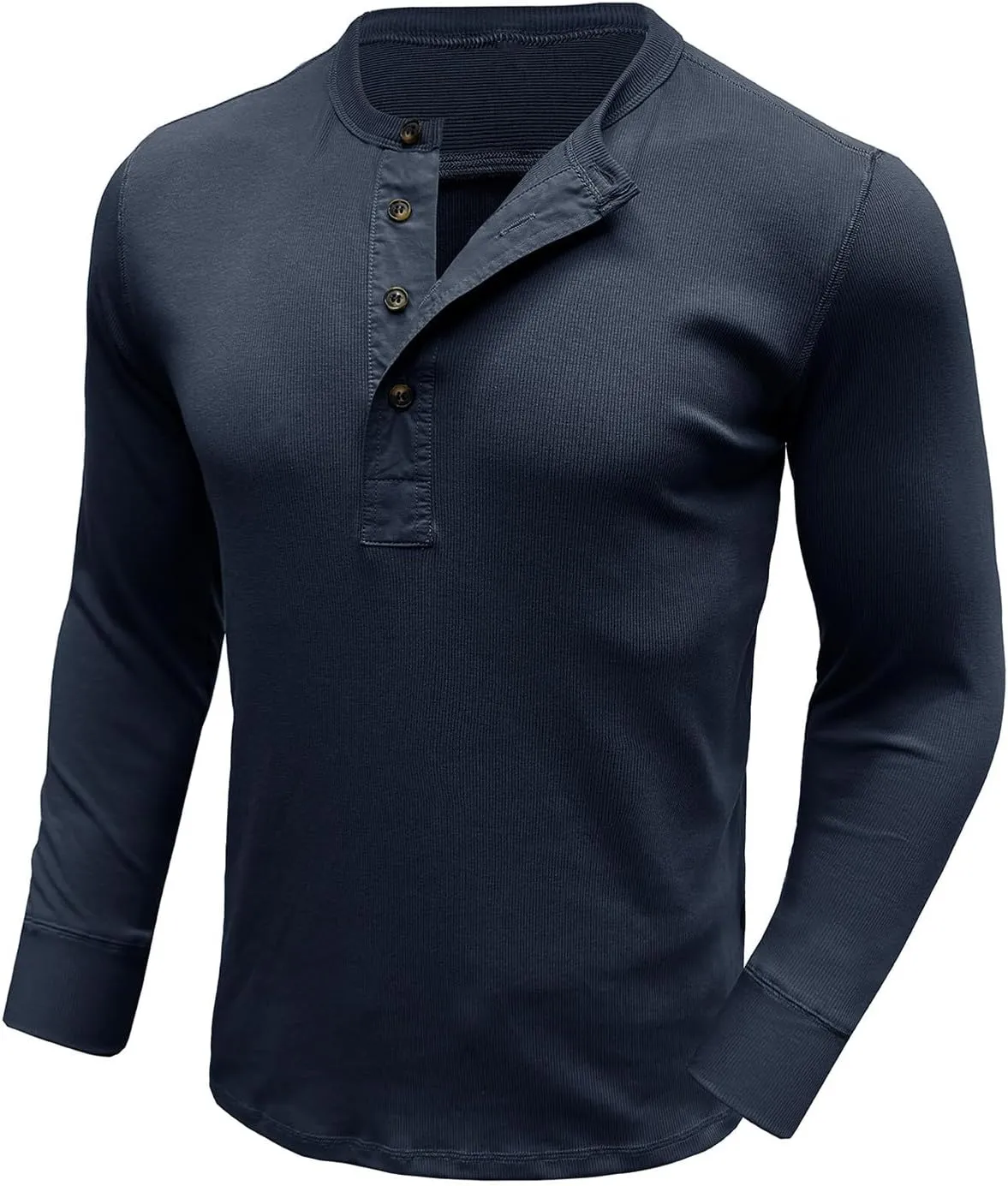 Shirt for Men Button Down Crew Neck Solid Color Pullover Tops Textured Long Sleeves Fall Stylish Classic Shirts Top