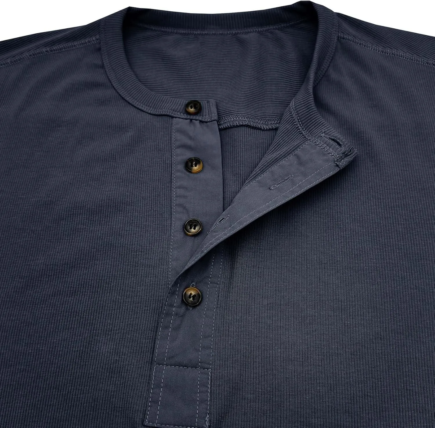 Shirt for Men Button Down Crew Neck Solid Color Pullover Tops Textured Long Sleeves Fall Stylish Classic Shirts Top