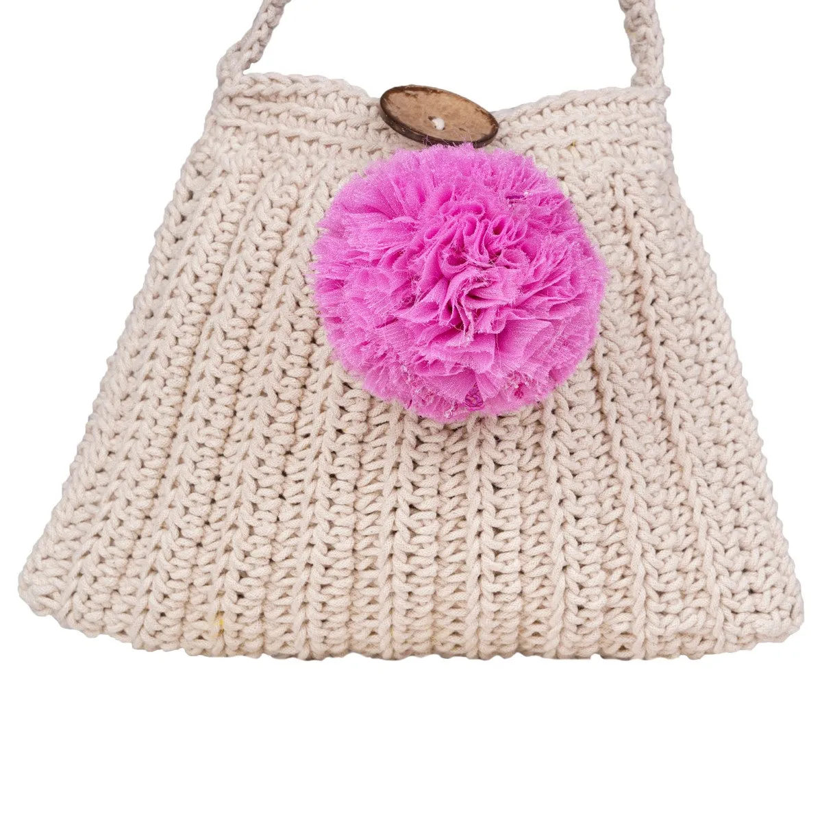 Shoulder Bag For Women | Crafted with Cotton Crochet | Boho Look | Off White
