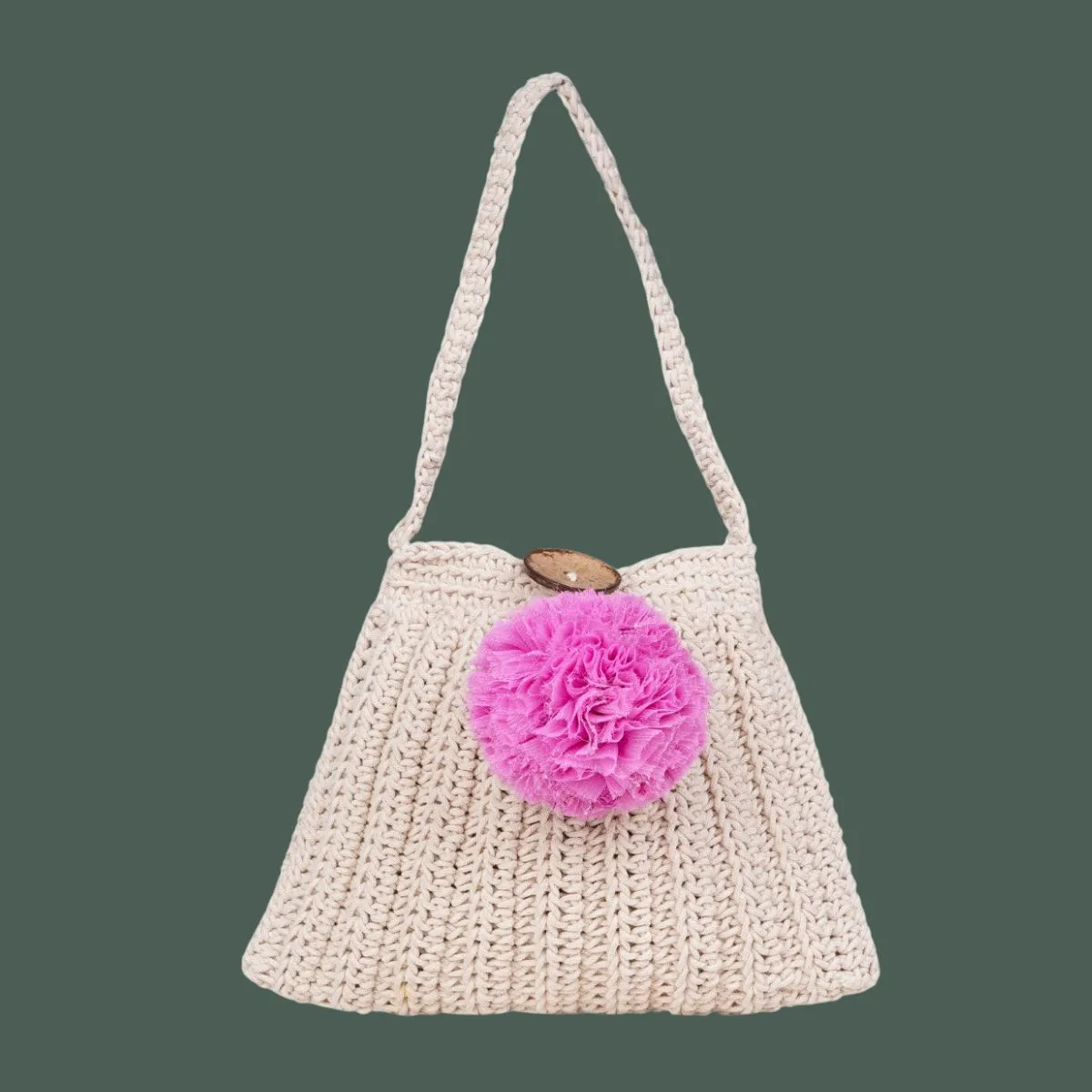 Shoulder Bag For Women | Crafted with Cotton Crochet | Boho Look | Off White