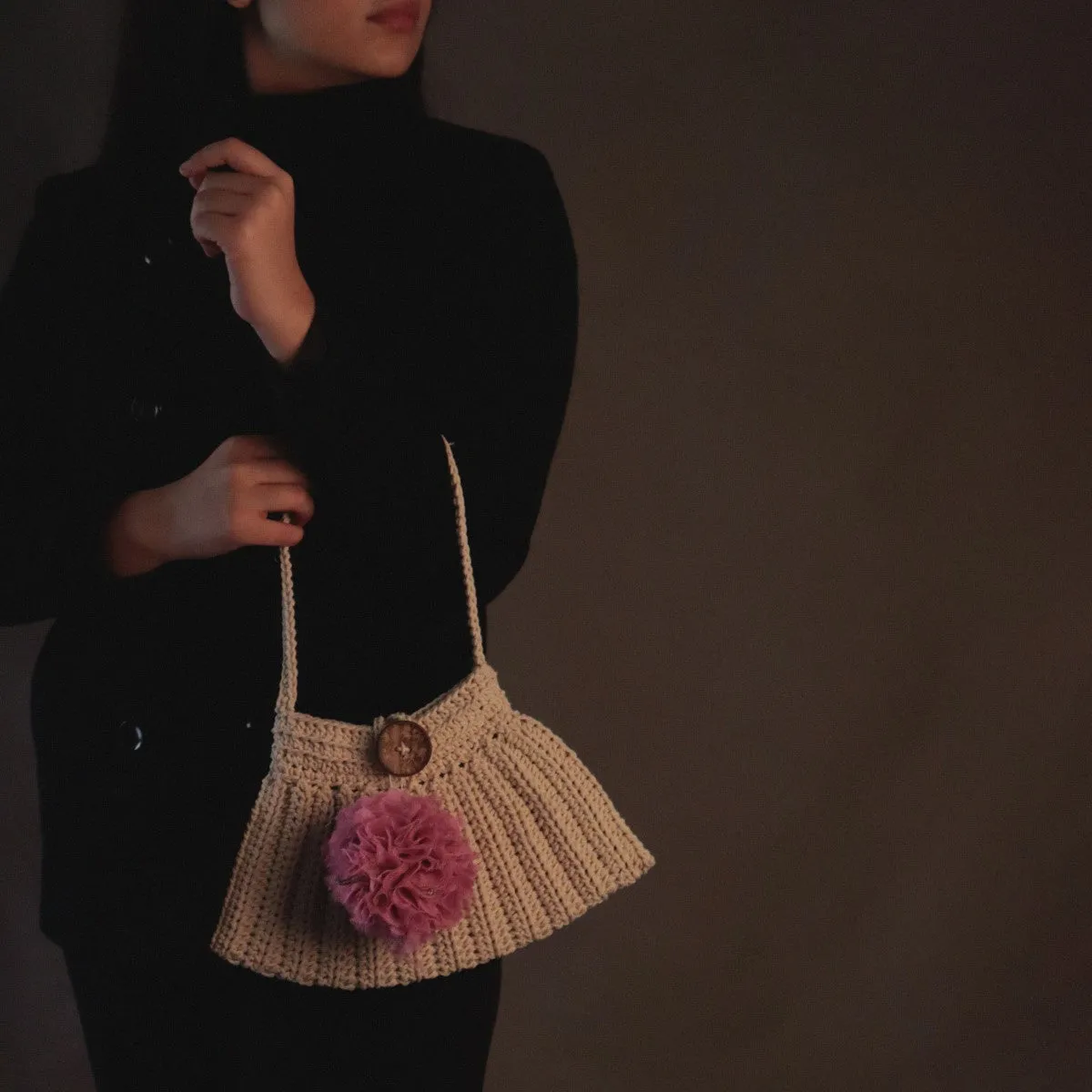 Shoulder Bag For Women | Crafted with Cotton Crochet | Boho Look | Off White