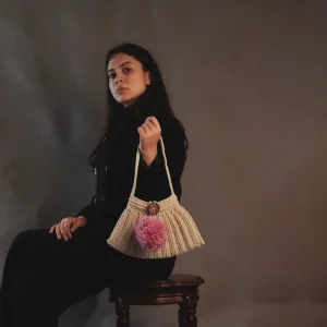 Shoulder Bag For Women | Crafted with Cotton Crochet | Boho Look | Off White