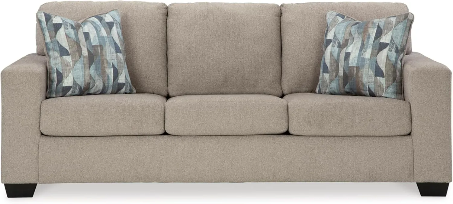 Signature Design by Ashley Deltona Contemporary Sofa with 2 Accent Pillows, Beige