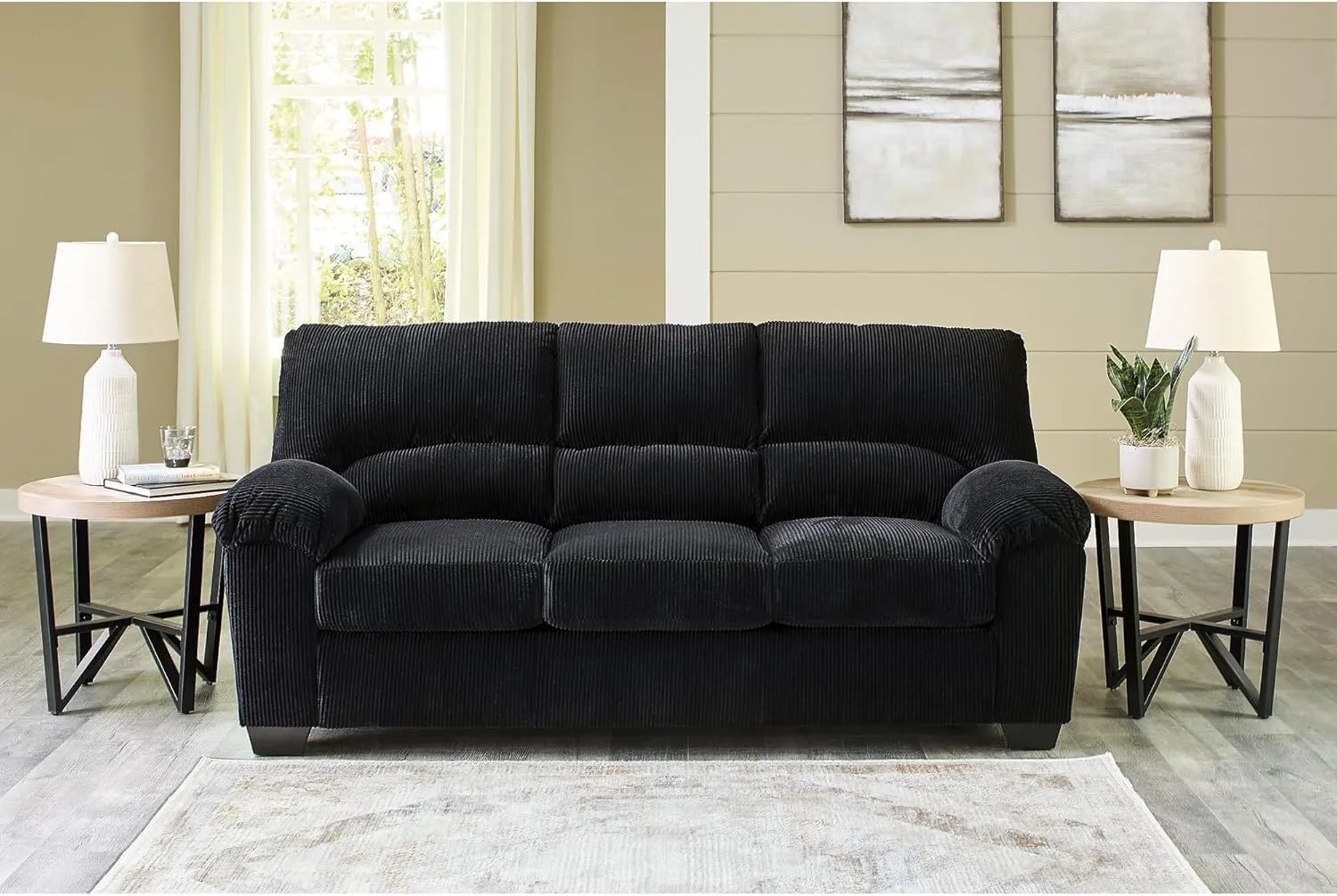 Signature Design by Ashley SimpleJoy Modern Sofa for Living Room, Black