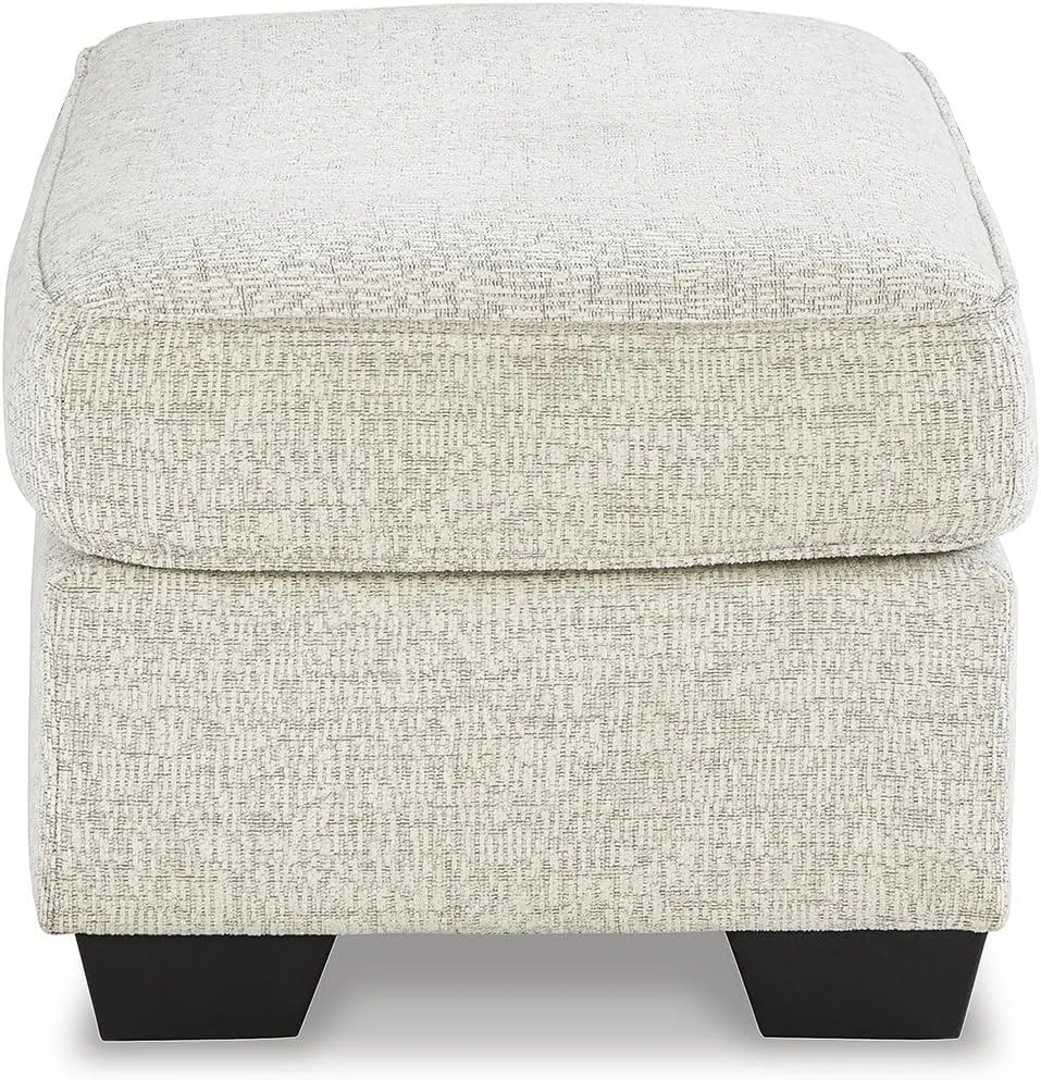 Signature Design by Ashley Valerano Contemporary Crosshatched Chenille Upholstered Ottoman, Cream & Brown