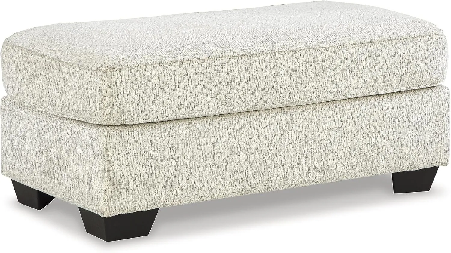 Signature Design by Ashley Valerano Contemporary Crosshatched Chenille Upholstered Ottoman, Cream & Brown
