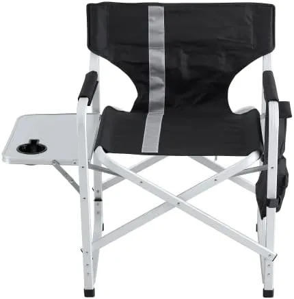 Simple Padded Folding Outdoor Chairs with Side Tables and Storage Pockets, Lightweight Oversized Director's Chairs for Indoor and Outdoor Camping, picnicking and Fishing,