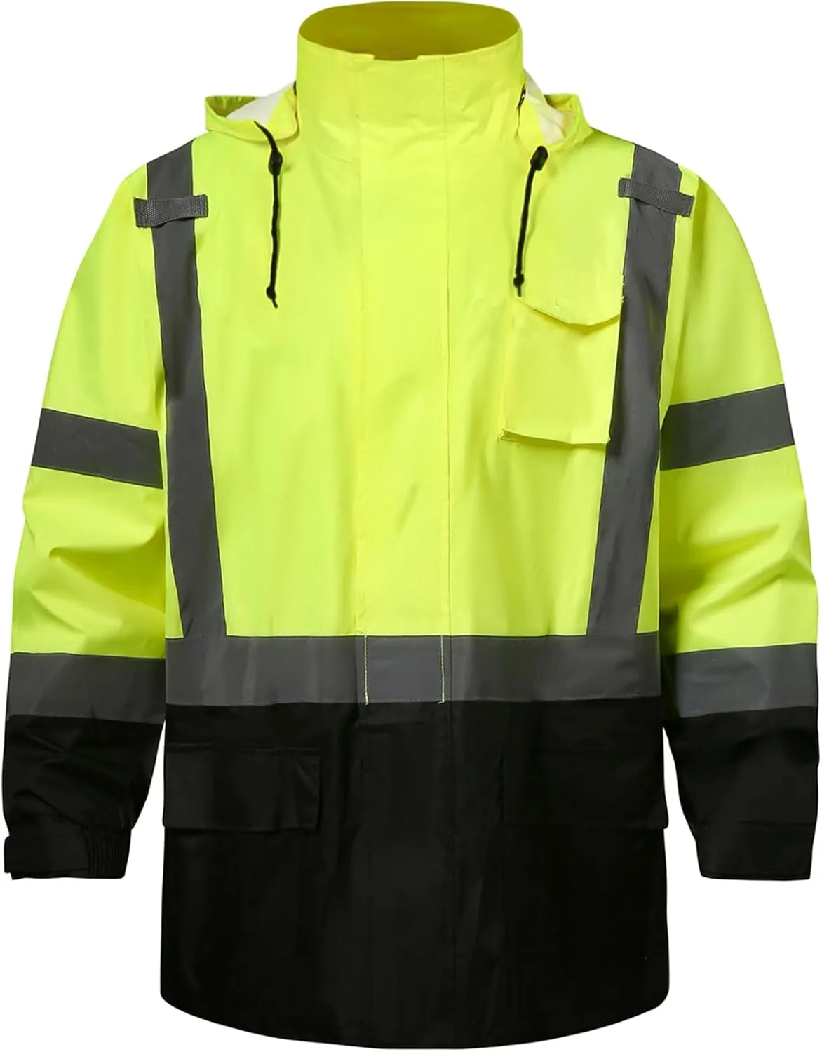 SKSAFETY Safety Softshell Jacket for men, High Visibility Rain coat, Waterproof Hi Vis Rain jacket, ANSI/ISEA Class 3