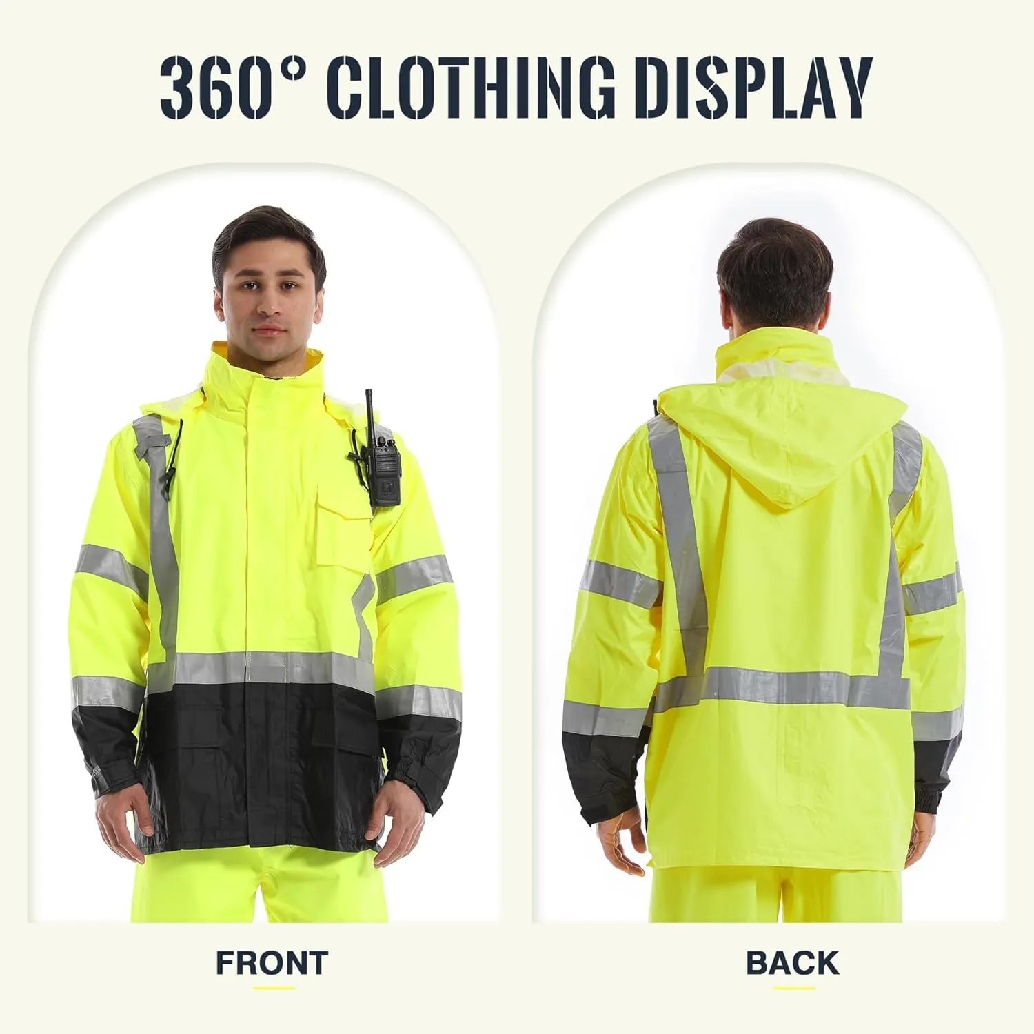 SKSAFETY Safety Softshell Jacket for men, High Visibility Rain coat, Waterproof Hi Vis Rain jacket, ANSI/ISEA Class 3