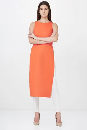 Slits High-end High Sleeveless Endless choices Orange Tunic