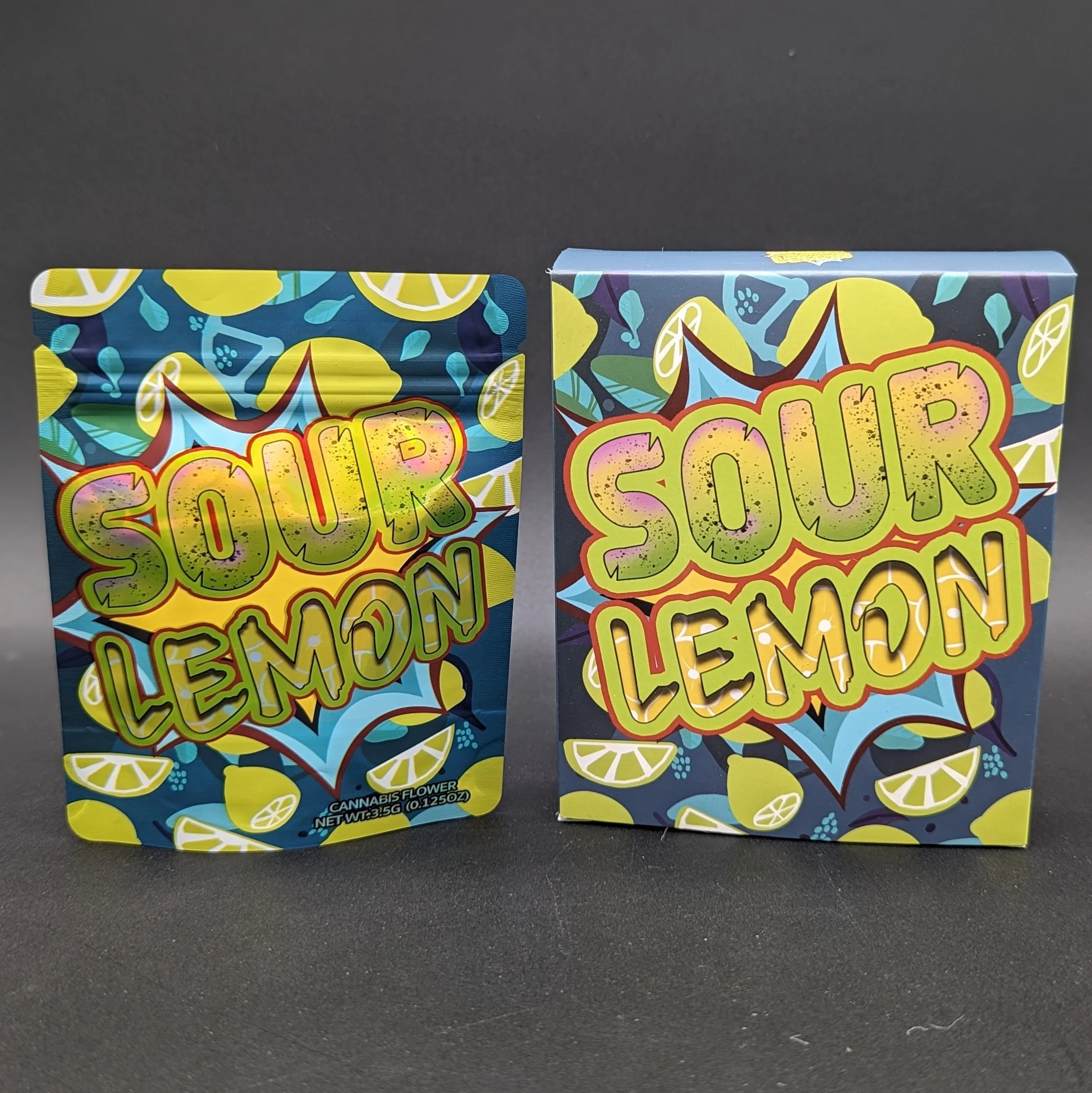Sour Lemon 3.5g Mylar Bags   Boxes