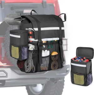 Spare Tire Trash Bag with a Car Trash Can, Tailgate Trash Bag for Truck, SUV or Car, Fits Tire up to 40”, Black