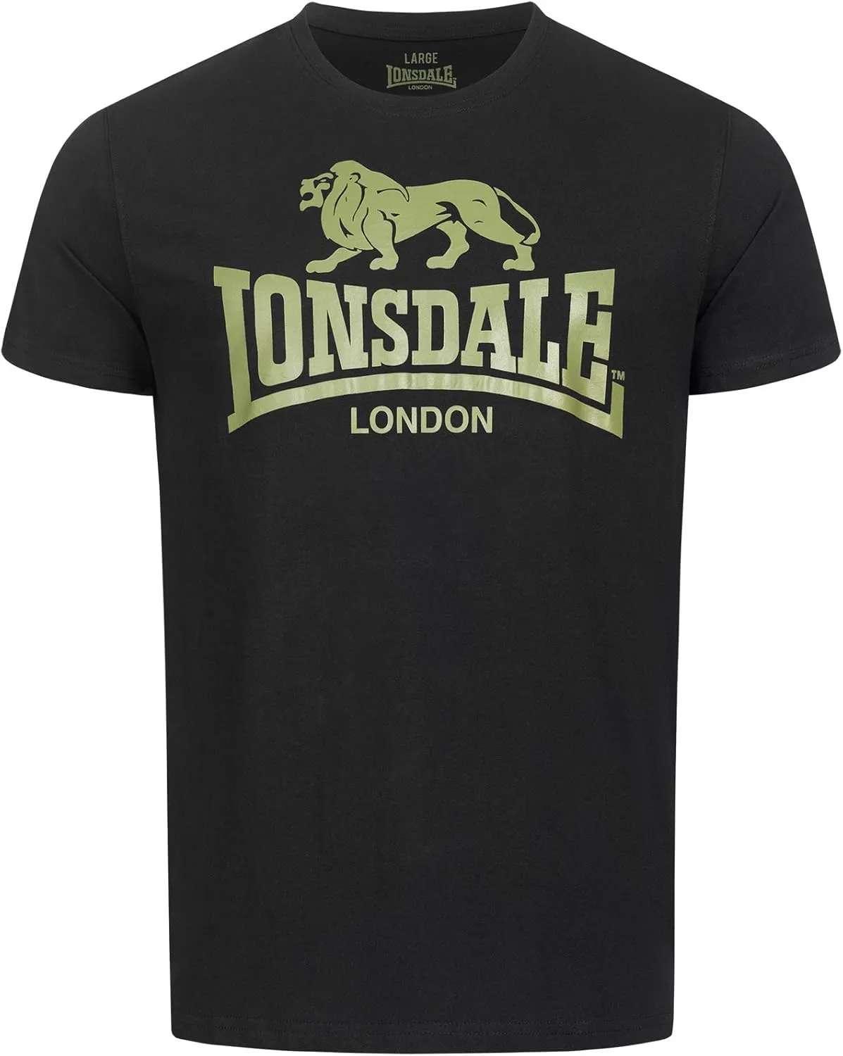 Spirit of England Lonsdale T-Shirt Men´s Lion Logo Classic Black with Olive Logo Regular Fit