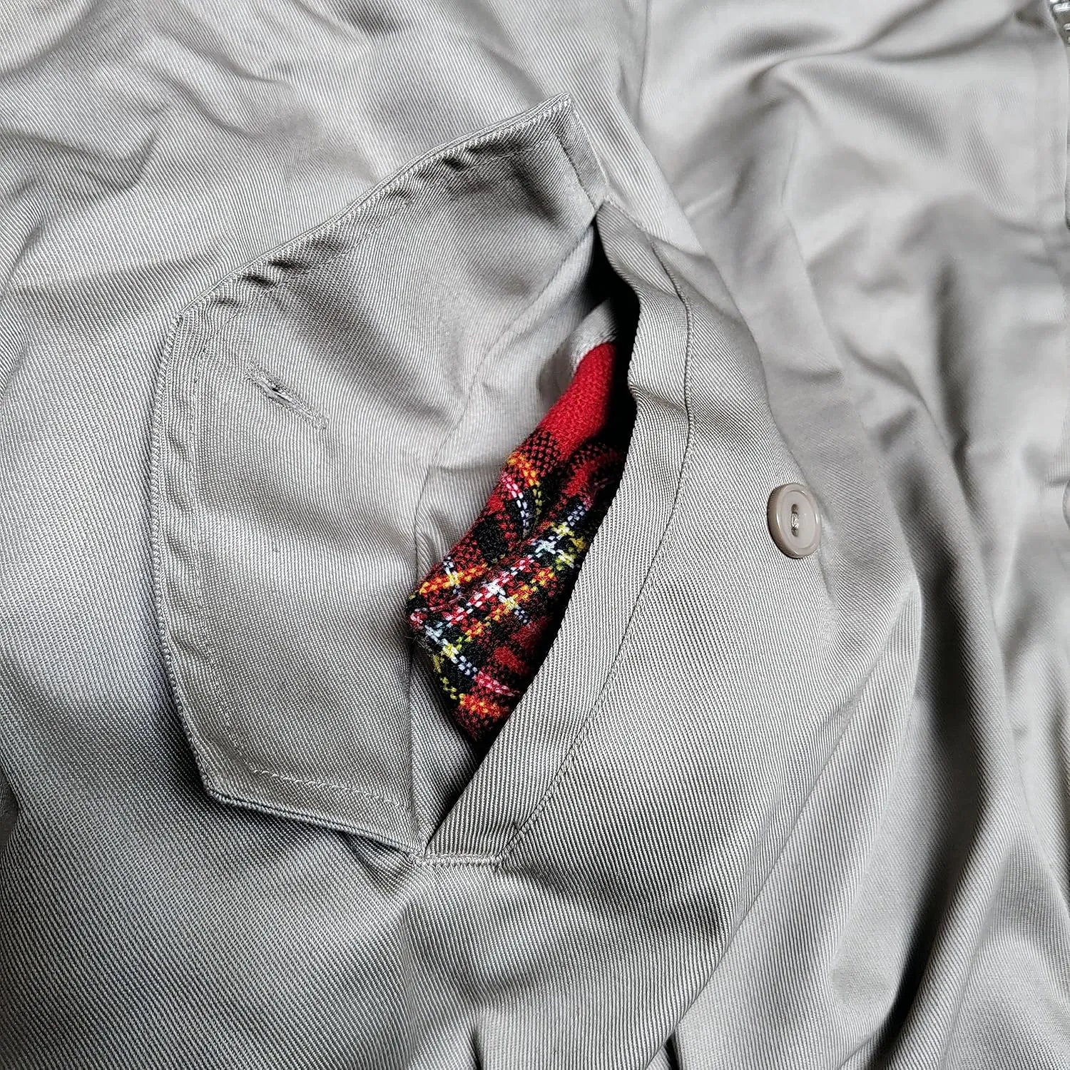 Spirit of England Mens Classic Harrington Style Jacket Knightsbridge Two Tone Black Beige Tartan Lined