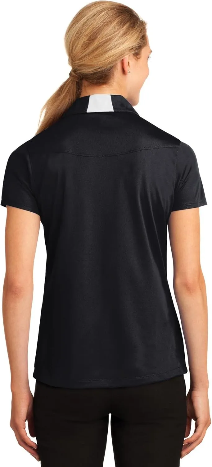 Sport-Tek Ladies Side Blocked Micropique Sport-Wick Polo. LST655 Black/White