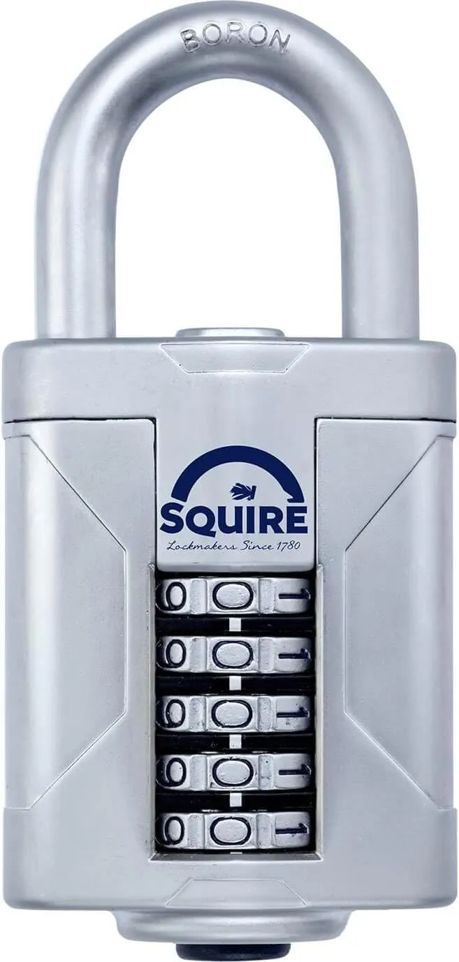 Squire Heavy Duty Padlock (Vulcan Combi 60) - Toughest Open Shackle - 5 Wheel Vulcan Padlock - Steel Cast Alloy for Corrosion Resistance - Weatherproof Lock for Home, School & Shed (Blue, 2.36")