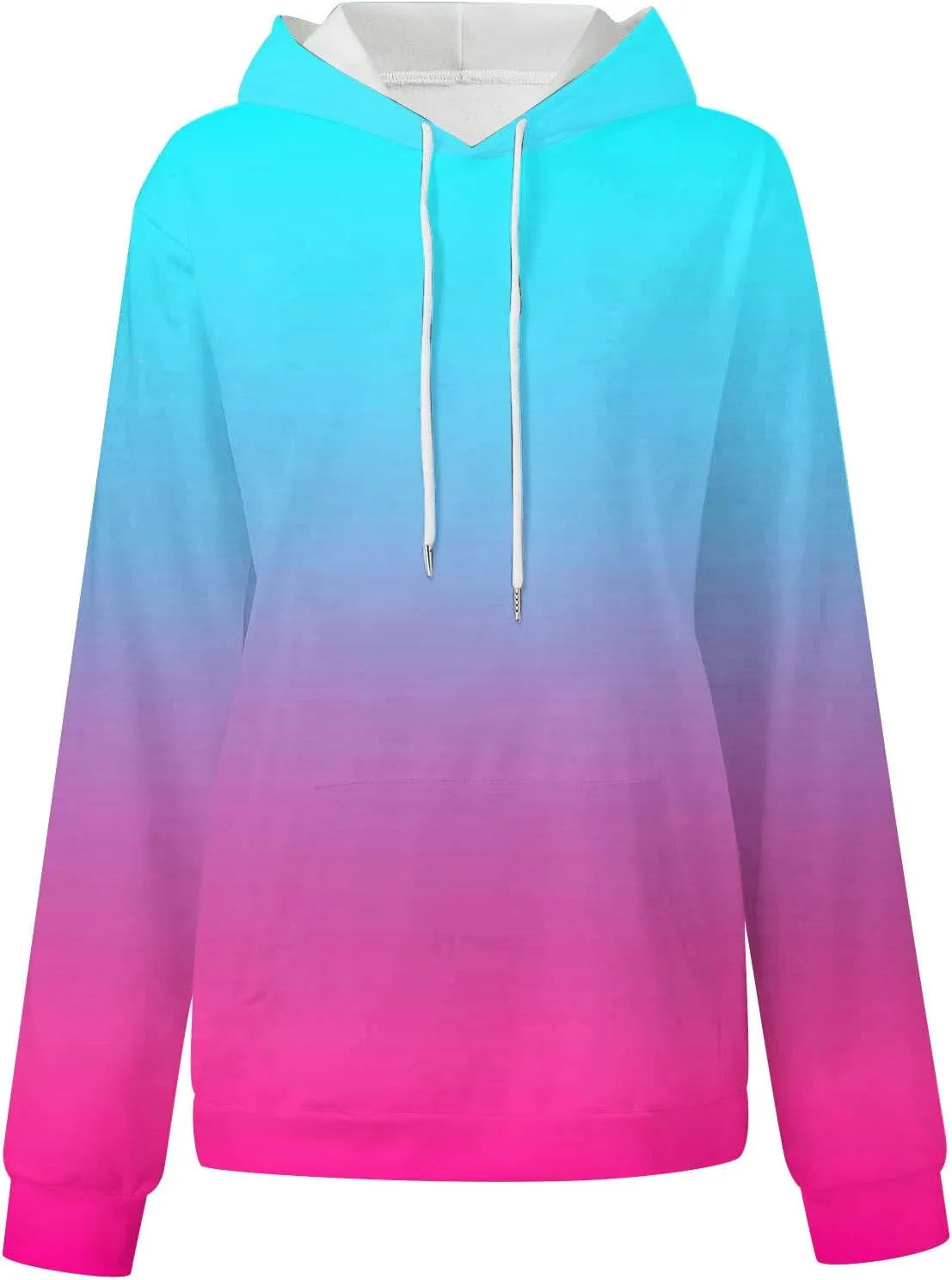 Stessotudo Women’s Hoodies 2023 Casual Gradient Long Sleeve Oversized Sweatshirts Pocketed Aesthetic Fashion Pullover Tops