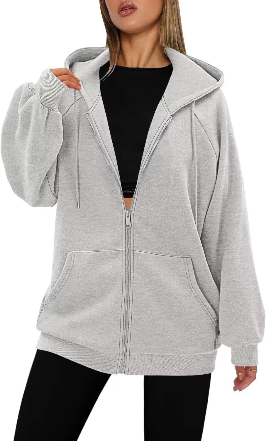 StunShow Women's Zip Up Hoodies Oversized Fleece Long Sleeve Sweatshirts Casual Fall Jacket Coat with Pocket(S-3XL)
