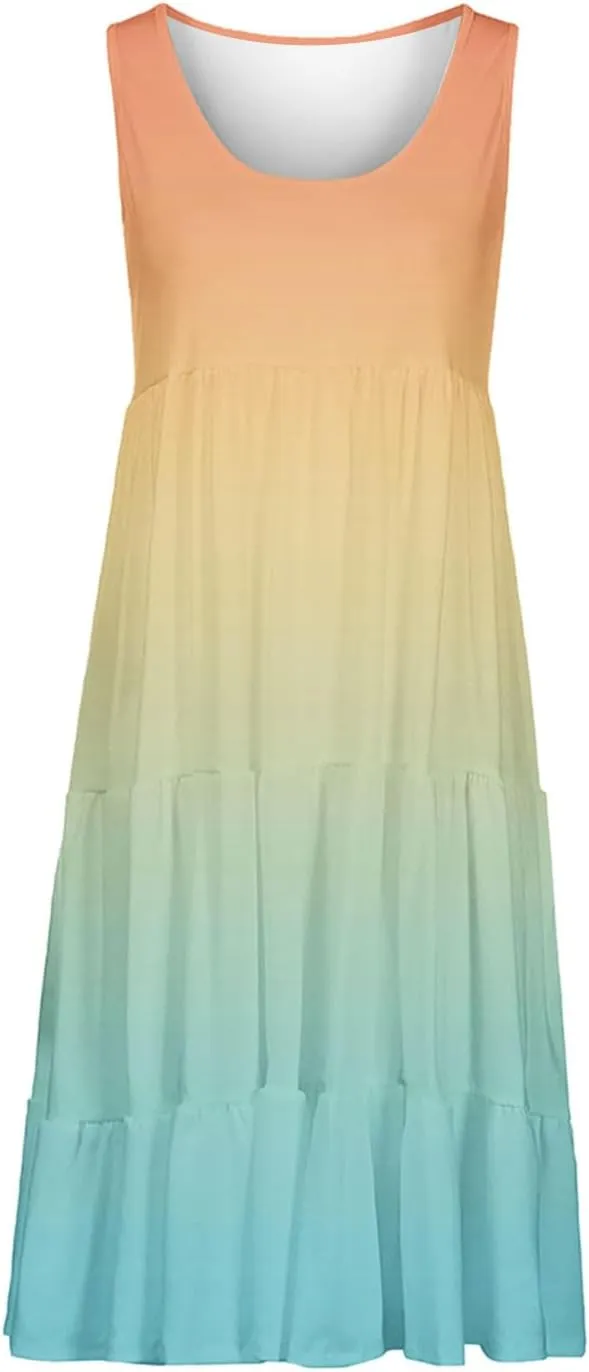 Summer Dresses for Women 2025 Casual Beach Loose Flowy Sleeveless Sundresses Vacation Wear Trendy Resort Tank Dress