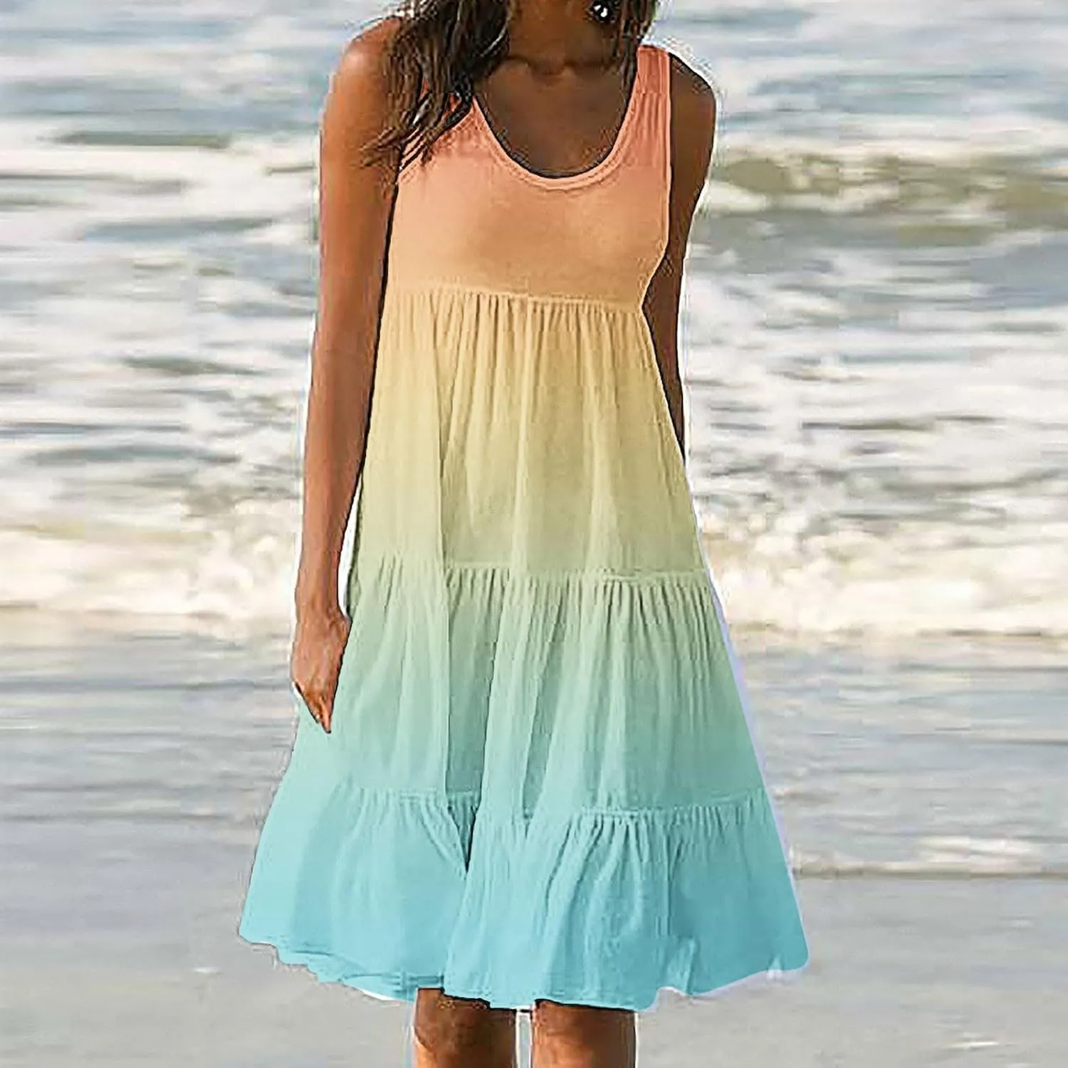 Summer Dresses for Women 2025 Casual Beach Loose Flowy Sleeveless Sundresses Vacation Wear Trendy Resort Tank Dress