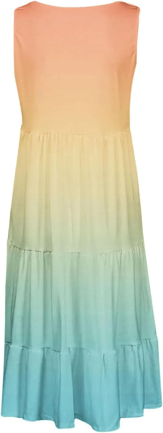 Summer Dresses for Women 2025 Casual Beach Loose Flowy Sleeveless Sundresses Vacation Wear Trendy Resort Tank Dress