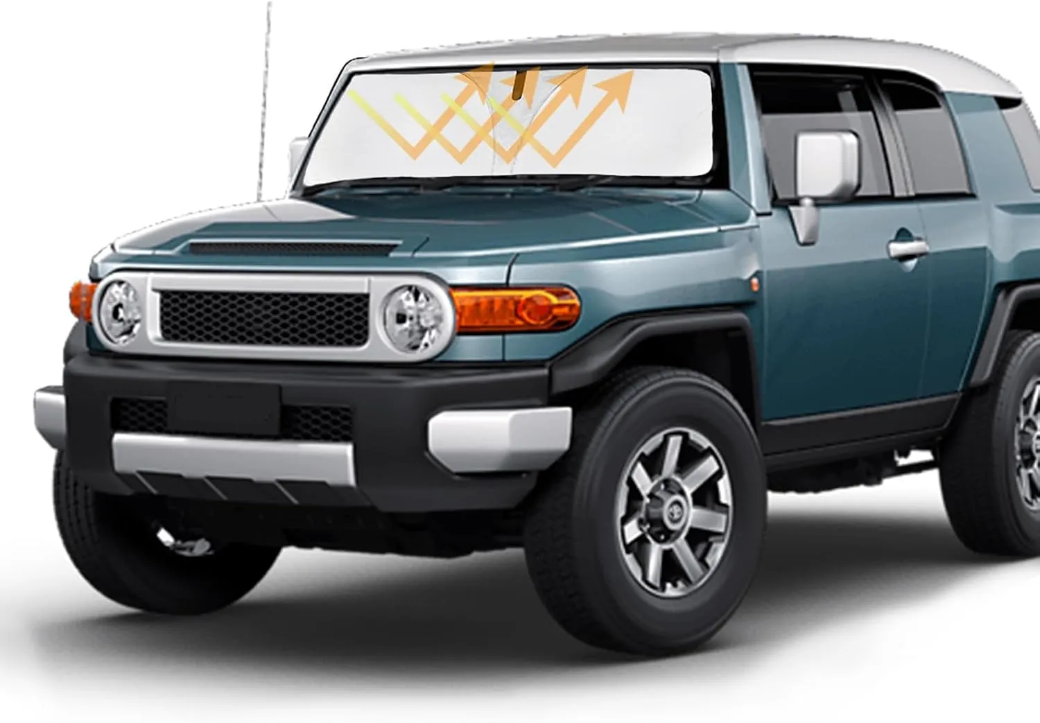 Sunshade for FJ Cruiser Sport Windshield Sun Shade Custom Fit 2007-2013 2014 Toyota FJ Cruiser Sport Utility Accessories Windshield Cover 4-Layer Front Window Sun Visor Retractable Shield Block UV Ray