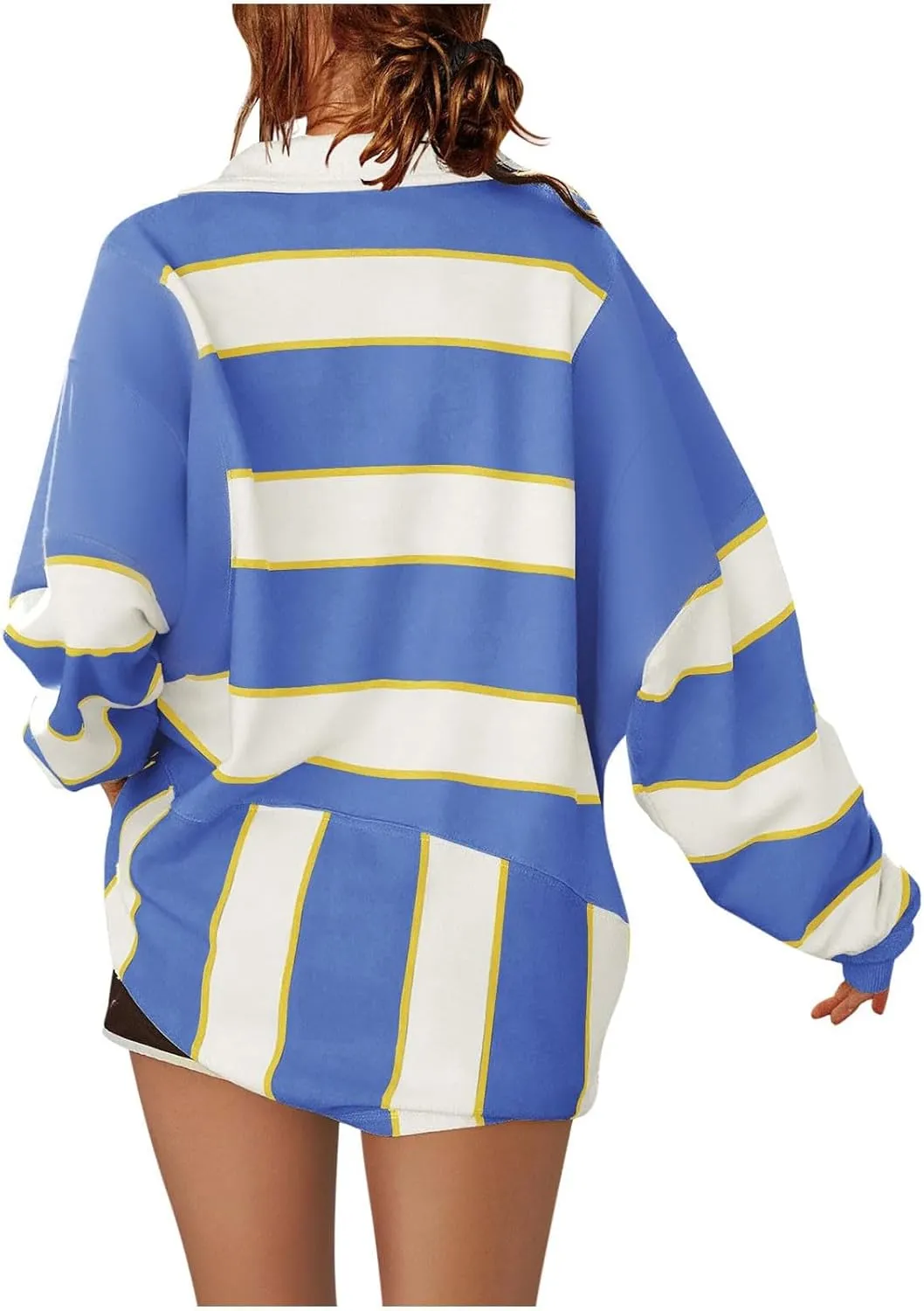 Sweatshirt For Womens Fashion Long Sleeve Striped Hoodies Collar Oversized Pullover Tops Fall outfits