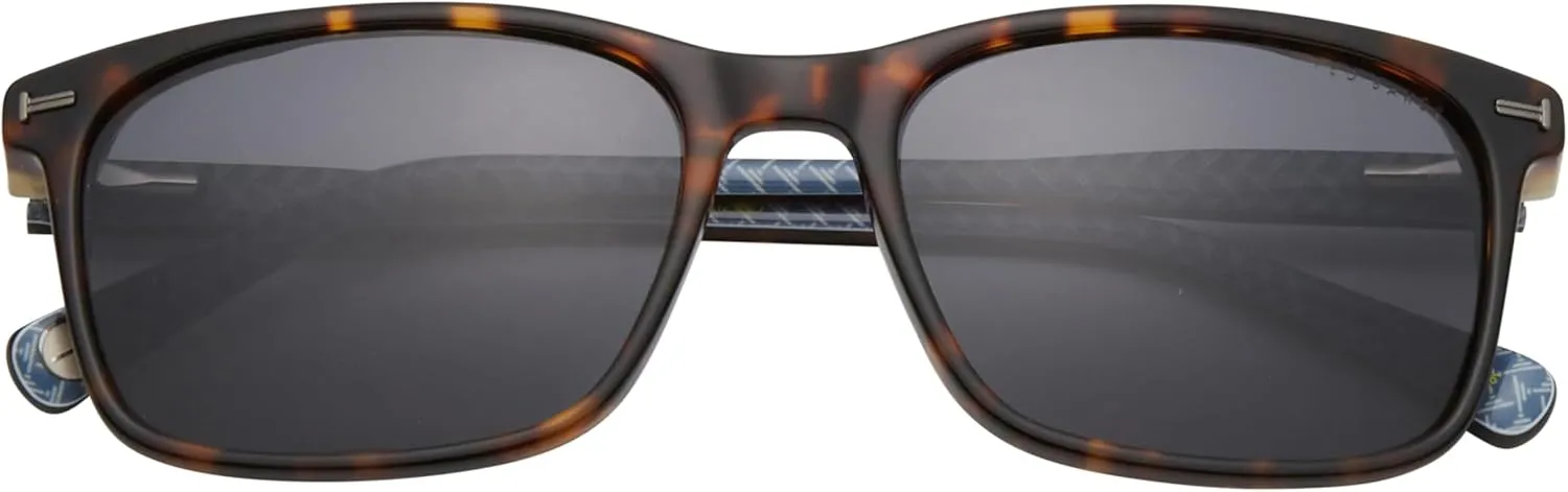 Ted Baker TMS170 Men's Rectangle Polarized Sunglasses, 56 mm, UV400 Protection