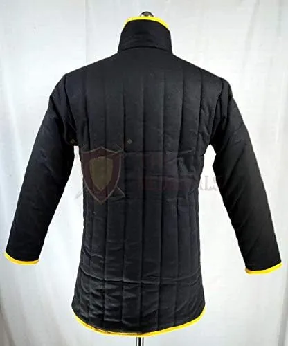 THE MEDIEVALS Medieval Thick Padded Half Length Full Sleeves Gambeson Coat Aketon Jacket Armor, Cotton Fabric