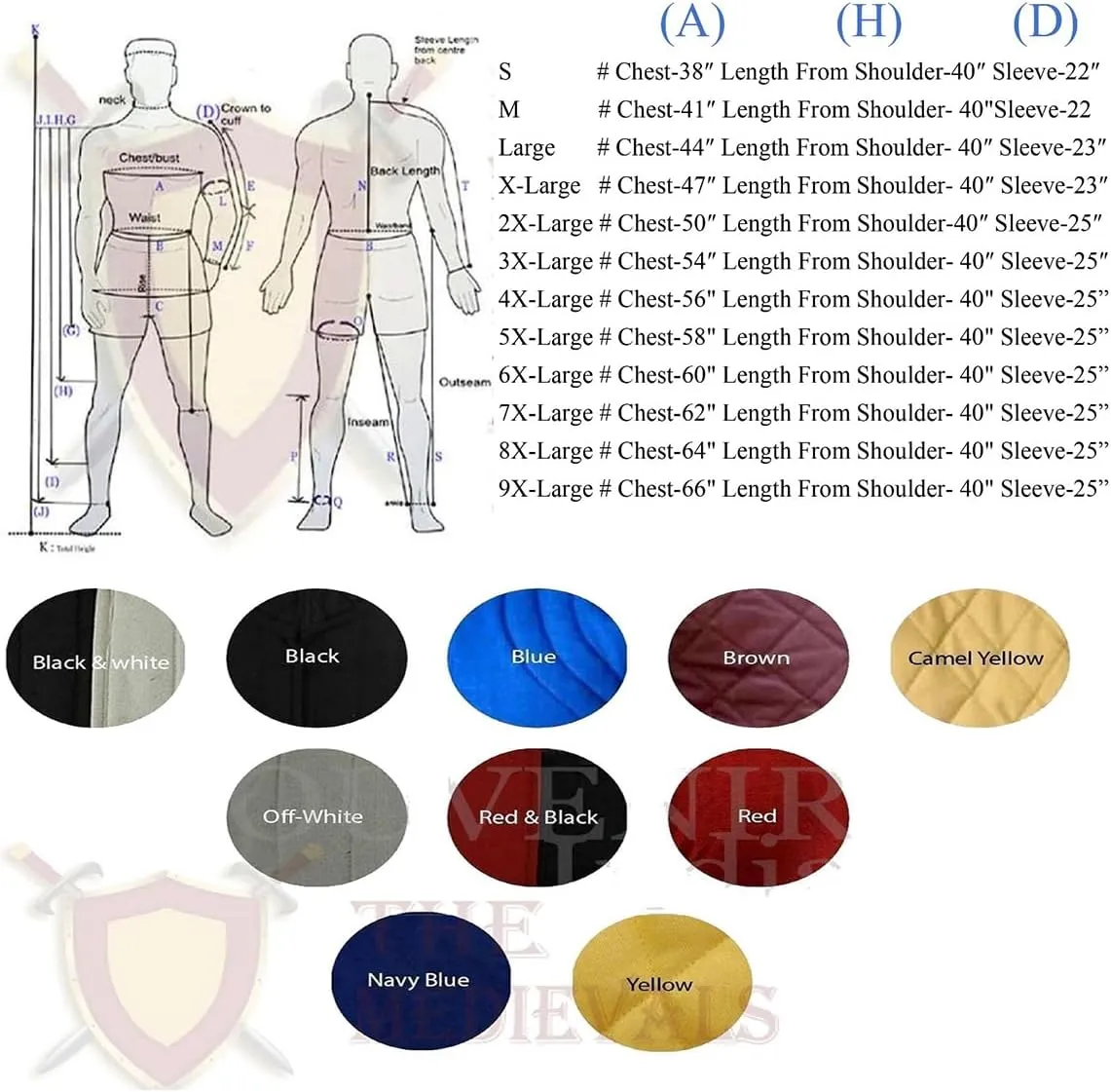 THE MEDIEVALS Thick Padded Gambeson Coat Aketon Full Length Jacket Armor Costumes Dress SCA