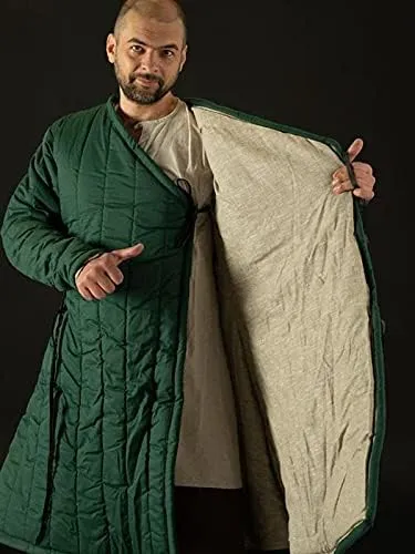 THE MEDIEVALS Thick Padded Gambeson Coat Aketon Full Length Jacket Armor Costumes Dress SCA