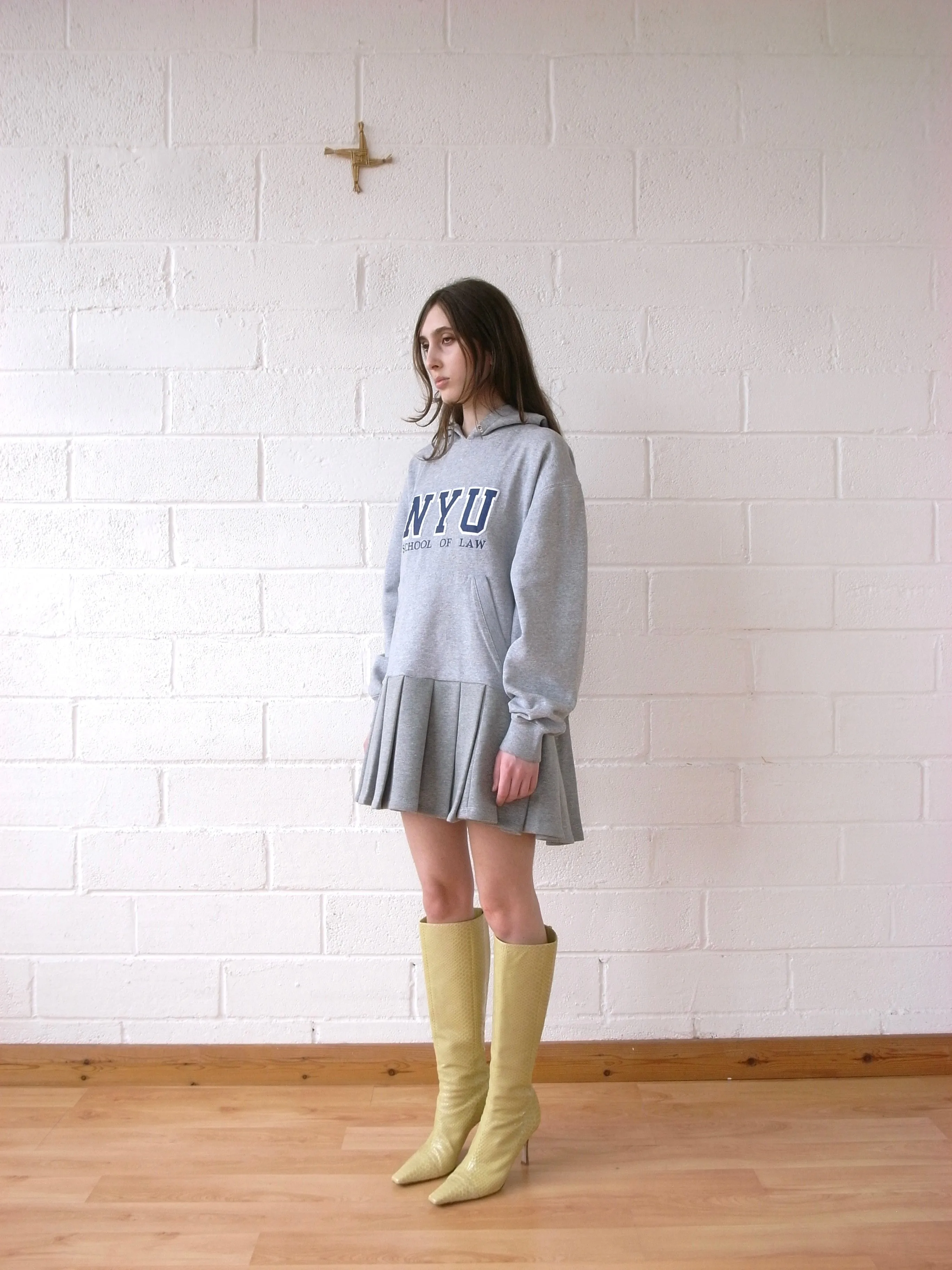 The Reconstituted Jersey Pleated Skirt Sweatshirt