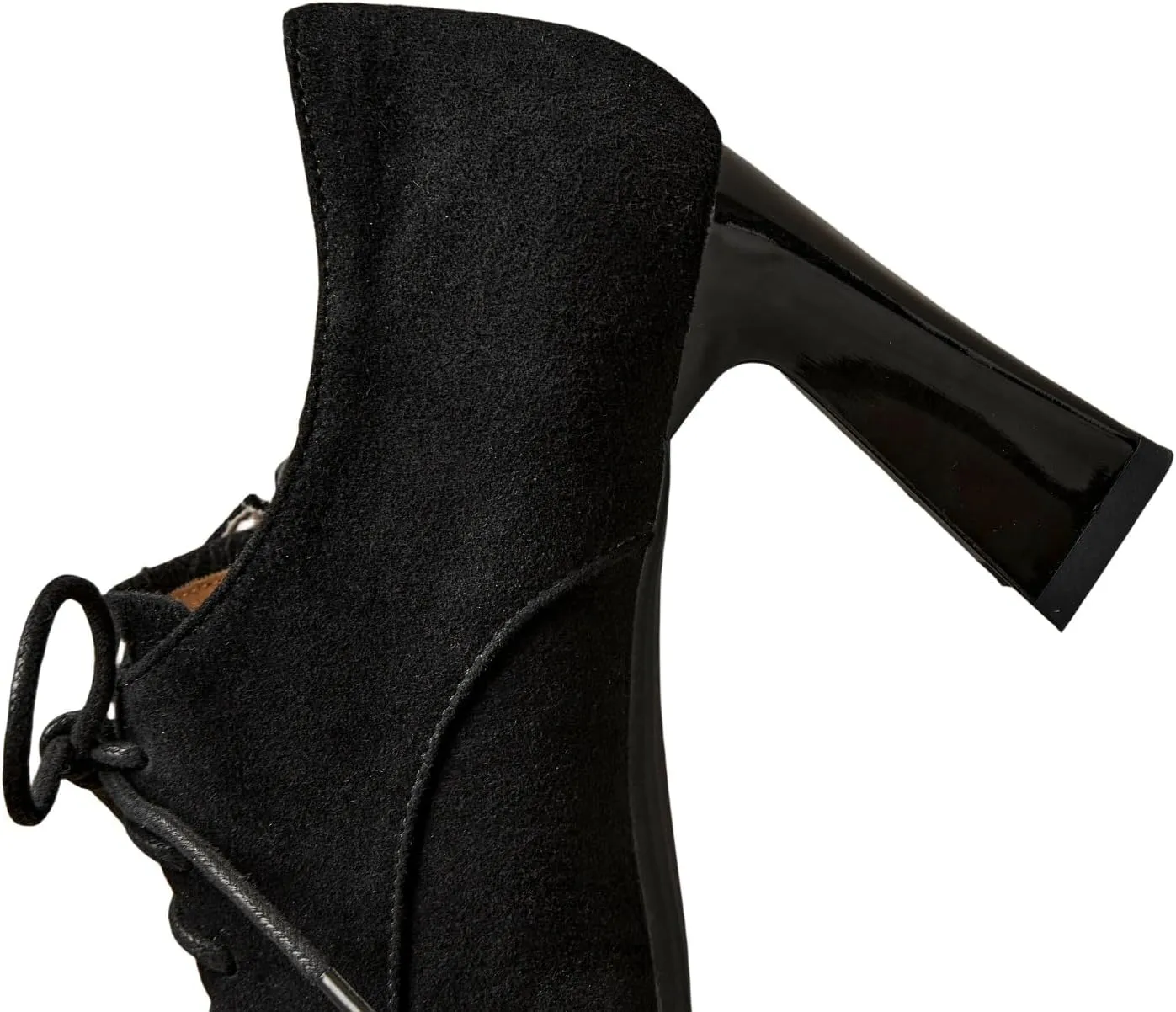 TinaCus Women's Pointed Toe Suede/Patent Leather Handmade Selftie & Zipper High Spool Heels Pumps Shoes