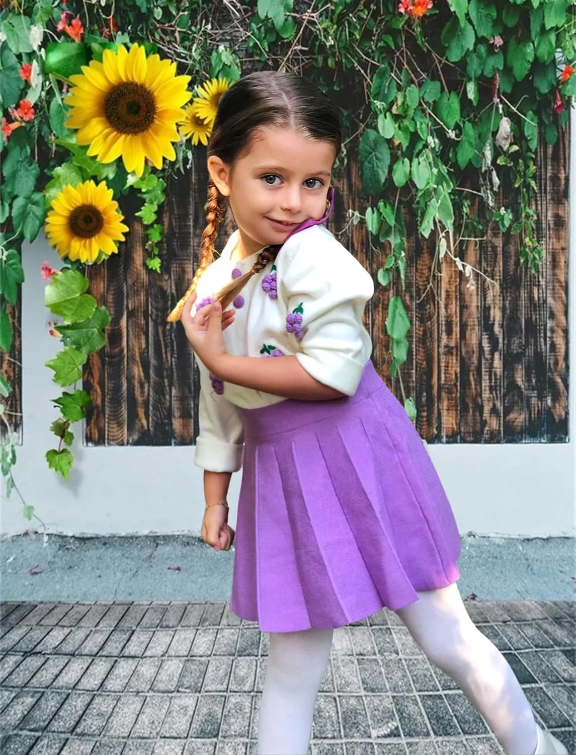 Toddler Baby Girls Fall Outfits Long Sleeve Knitted Sweater Tops Pleated Mini Skirt Set Autumn Winter Clothes Set