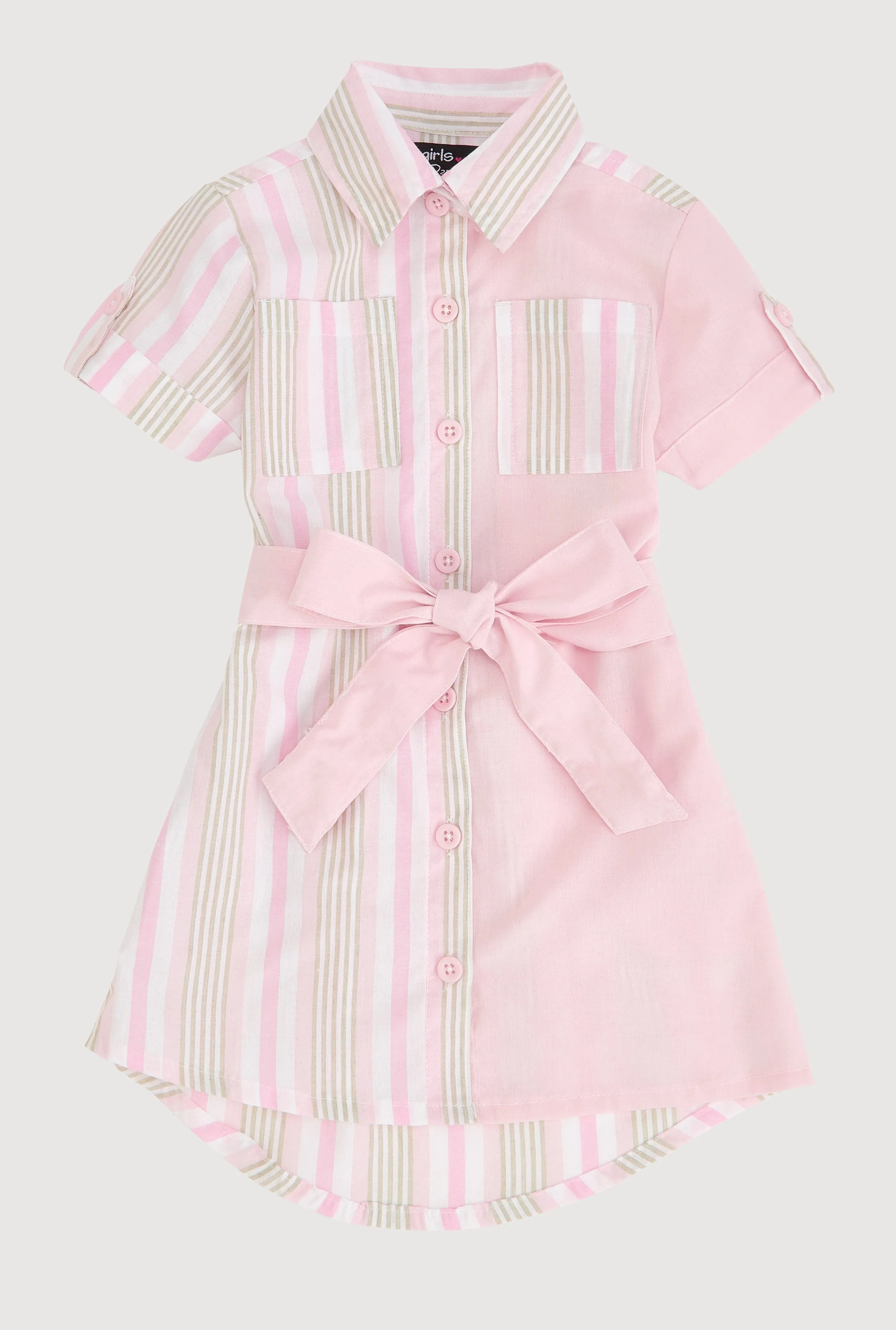 Toddler Girls Striped Color Blocked Shirt Dress