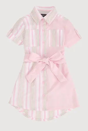 Toddler Girls Striped Color Blocked Shirt Dress