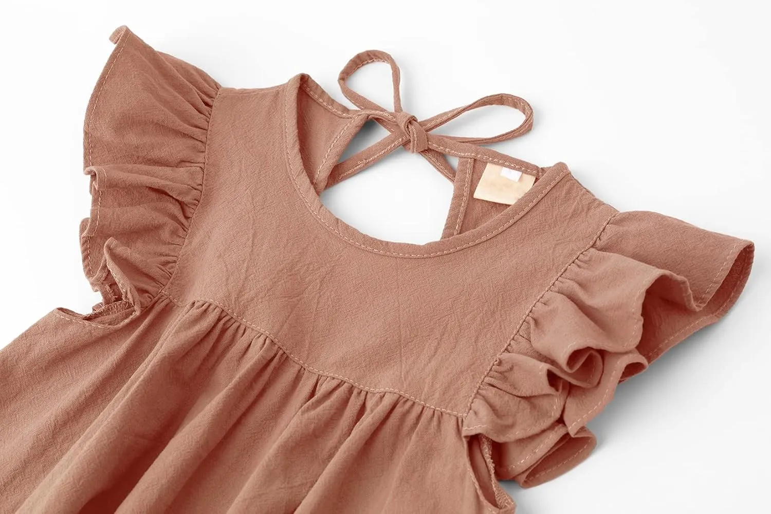 Toddler Linen Dress Baby Girls Ruffle Halter Sleeveless Casual Party Dresses