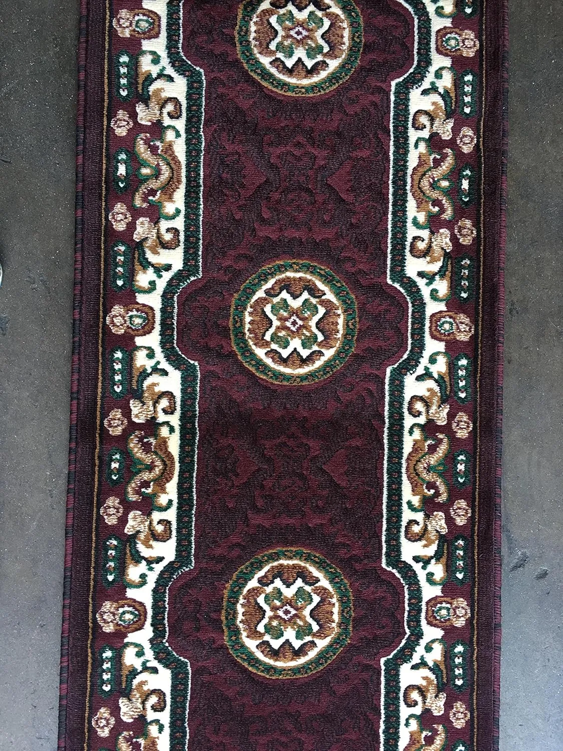 Traditional Runner Persian Area Rug Burgundy & Green Design D123 (2 Feet X 7 Feet)