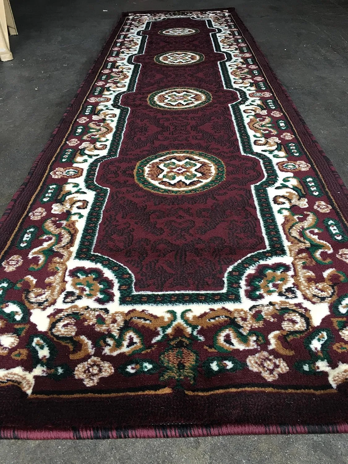 Traditional Runner Persian Area Rug Burgundy & Green Design D123 (2 Feet X 7 Feet)