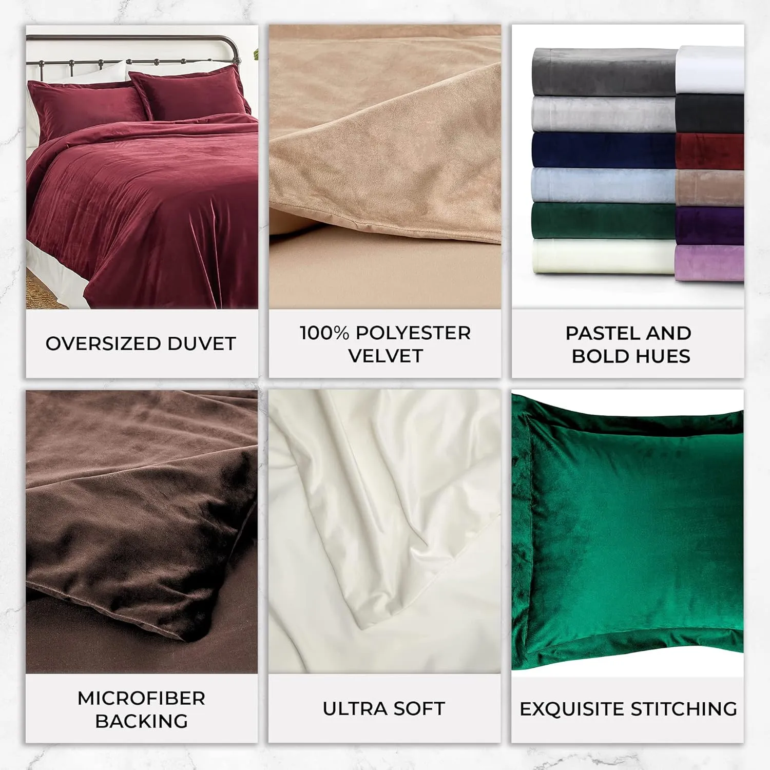 Tribeca Living Venice Velvet Oversized Solid Duvet Set, King, Camel, VENICEDUVEKICAM