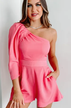 Truly An Icon One Shoulder Romper (Pink)