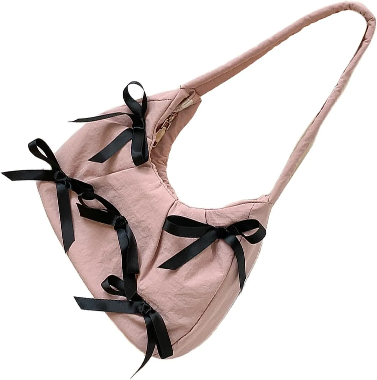 Underarm Bag with Cute Bow Detail Nylon Shoulder Bag Casual Armpit Purse Handbag Perfect for Everyday Use