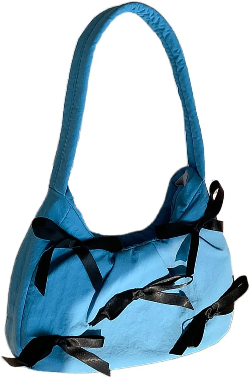 Underarm Bag with Cute Bow Detail Nylon Shoulder Bag Casual Armpit Purse Handbag Perfect for Everyday Use